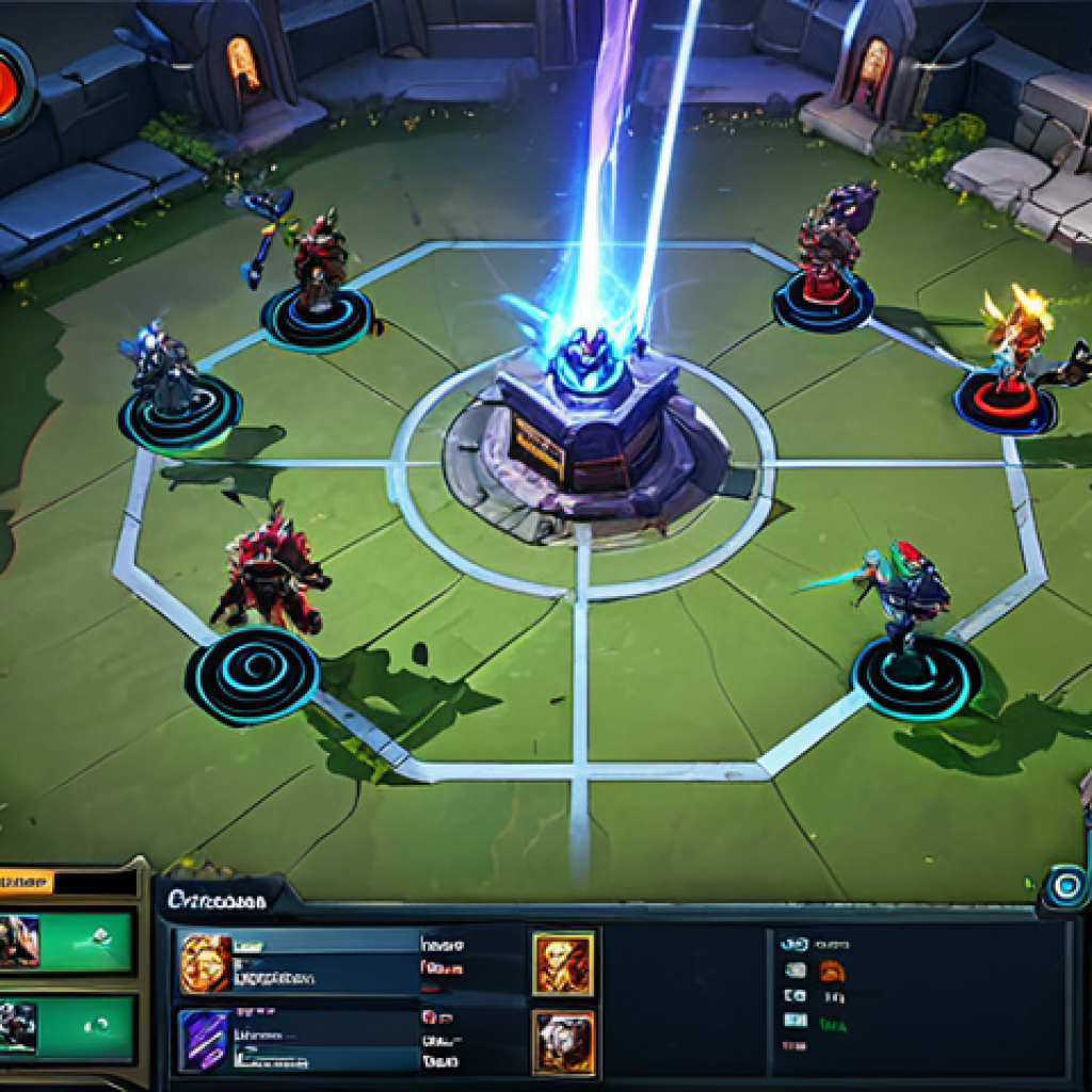 Teamfight Analysis**

"Overhead view of a tense League of Legends teamfight in a contested Baron pit, featuring clearly defined champions with recognizable abilities. Focus on strategic positioning and spell usage, with visual cues highlighting key target priorities. The overall aesthetic should resemble a tactical diagram or a sports analysis overlay. Safe for work, appropriate content, fully clothed characters, professional composition, perfect anatomy, natural proportions."

**