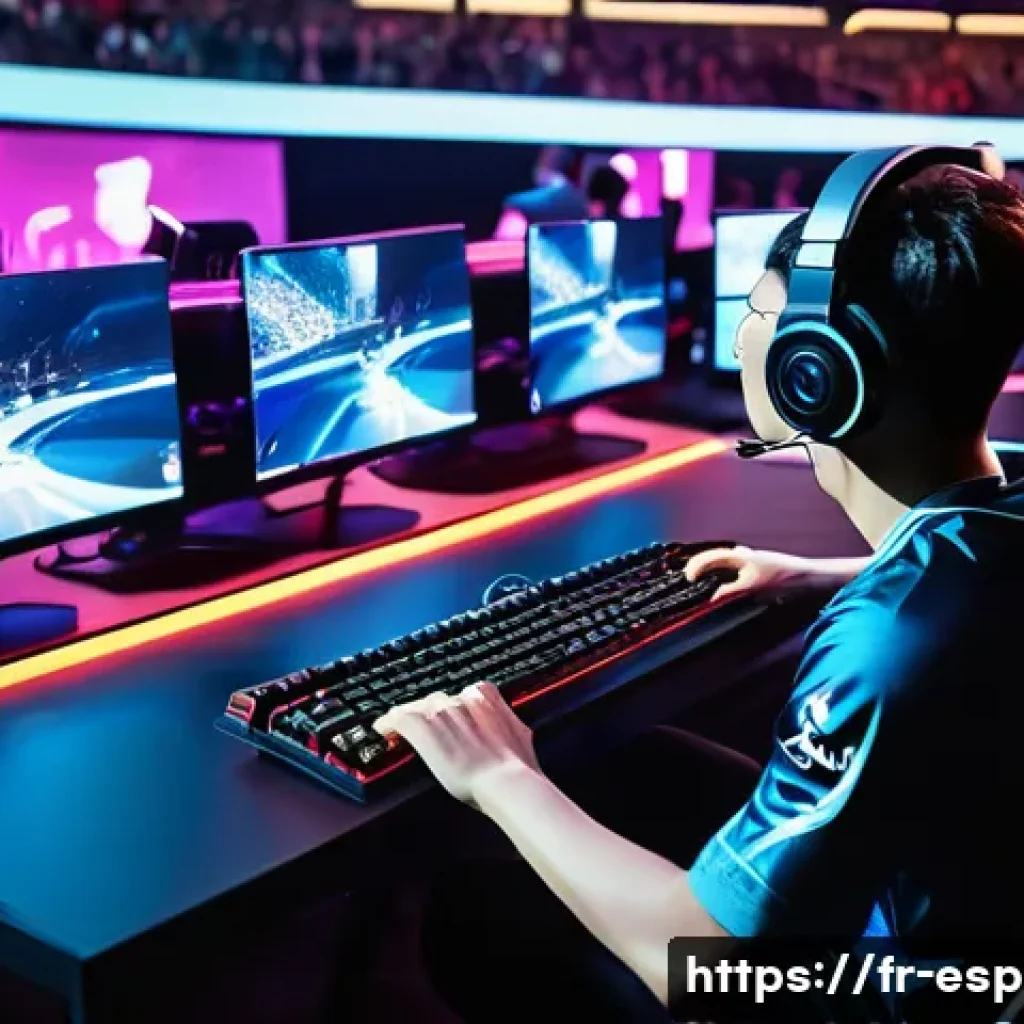 롤드컵 MVP의 의미 - A dynamic esports tournament scene featuring a skilled League of Legends MVP player in mid-action, d...